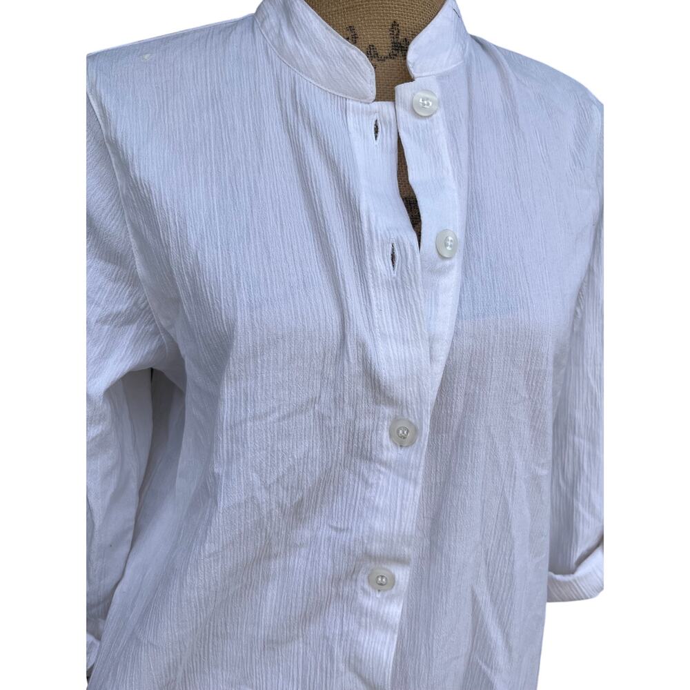 Elegant The Tog Shop White Linen Mandarin Dress Small - Picture 3 of 12